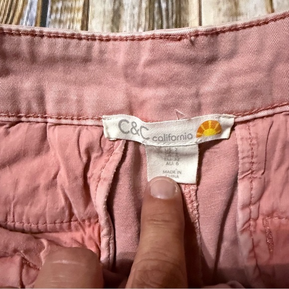 C&C California Pink Cotton Stretch Midi Shorts - Picture 3 of 4